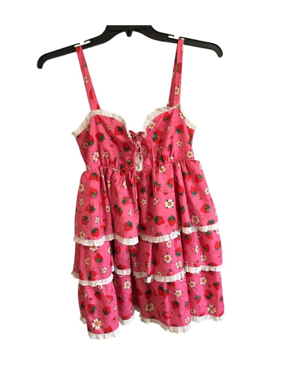 Dolls Kill X Strawberry Shortcake Floral Dress It's a berry world Lace Adj Strap